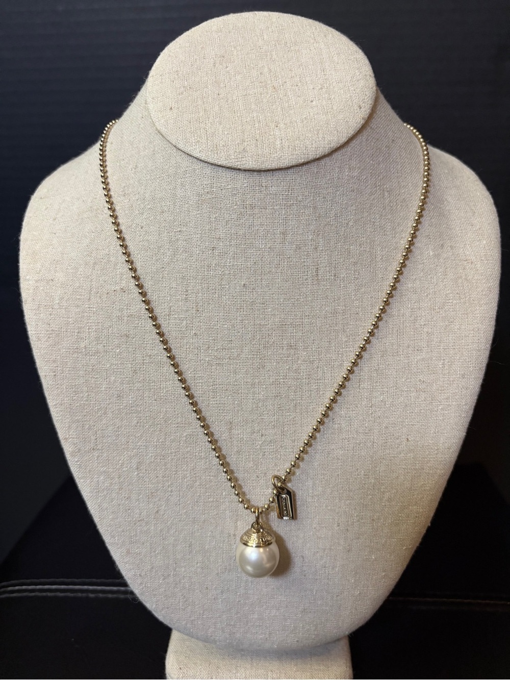 Coach Gold-Tone Pearl Drop Necklace for Women